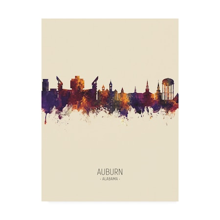 Michael Tompsett 'Auburn Alabama Skyline Portrait III' Canvas Art,18x24